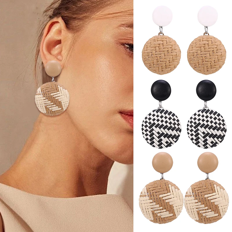 Trendy Handmade DIY Wood Earrings For Women Bohemian Round Wooden Rattan Knit Dangle Women Earring 2019 Jewelry
Trendy Handmade DIY Wood Earrings For Women Bohemian Round Wooden Rattan Knit Dangle Women Earring 2019 Jewelry