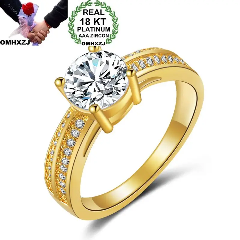 OMHXZJ Wholesale Personality Fashion OL Woman Girl Party Wedding Gift Gold White Simple AAA Zircon 18KT Yellow Gold Ring RN21
OMHXZJ Wholesale Personality Fashion OL Woman Girl Party Wedding Gift Gold White Simple AAA Zircon 18KT Yellow Gold Ring RN21