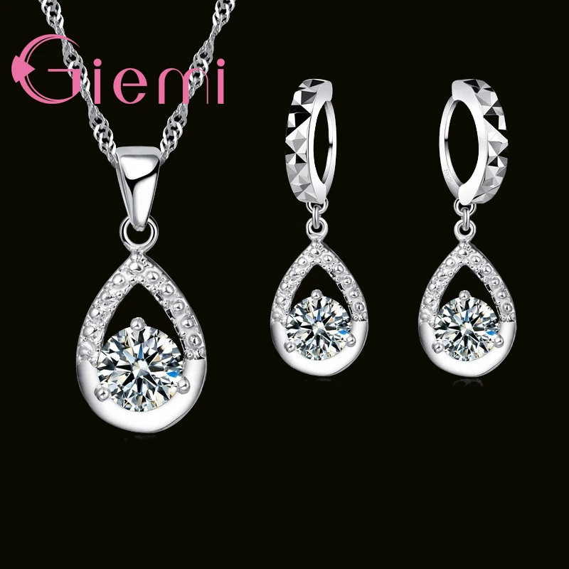 Classical Soild 925 Sterling Silver Clear Crystal Cubic Zirconia Pendant Necklace Earrings Jewelry Sets For Women Ladies
Classical Soild 925 Sterling Silver Clear Crystal Cubic Zirconia Pendant Necklace Earrings Jewelry Sets For Women Ladies