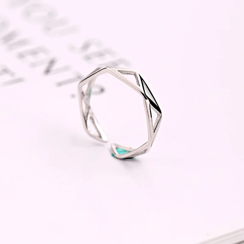 Фото Простое геометрическое Открытое кольцо из 100% стерлингового - купить