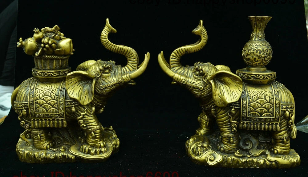 China Copper Bronze Feng shui Wealth Animal Elephant Heffalump Peach Vase Statue
China Copper Bronze Feng shui Wealth Animal Elephant Heffalump Peach Vase Statue