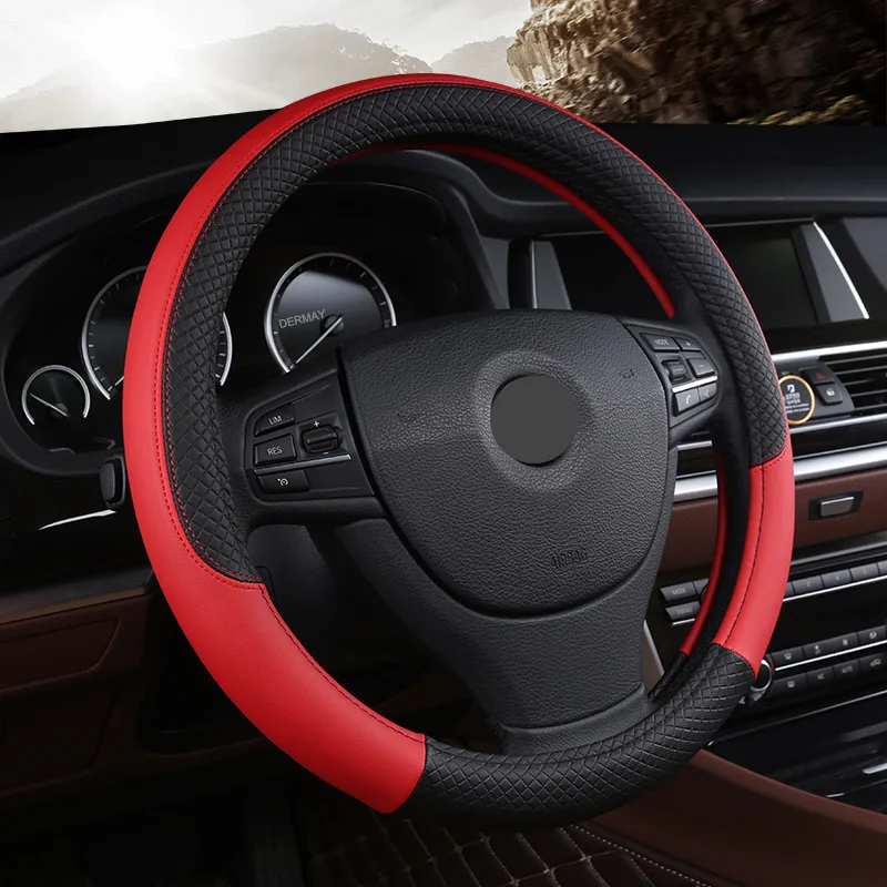PU Leather Universal Car Steering-wheel Cover 38CM Car-styling Sport Auto Steering Wheel Covers Anti-Slip Automotive Accessories
PU Leather Universal Car Steering-wheel Cover 38CM Car-styling Sport Auto Steering Wheel Covers Anti-Slip Automotive Accessories