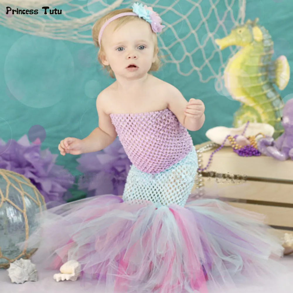 Для младенцев одежда для малышей девочек пачка с изображением хвоста русалки