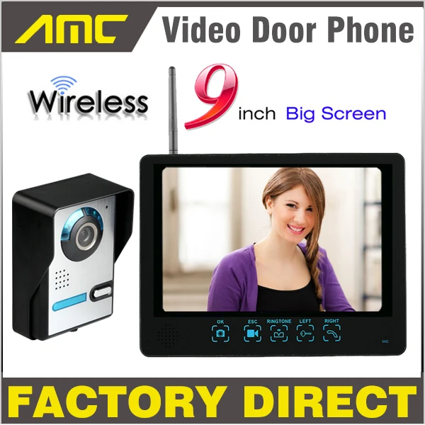 

9" Touch Key Monitor Wireless Video Door Phone Intercom Doorbell recording system IR Night Vision Camera Video Record function