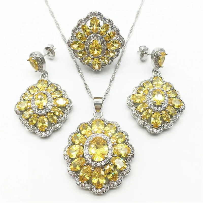 Flower Gold Yellow White color Silver Jewelry Sets For Women Drop Earrings/Necklace/Ring/Pendant Free shipping
Flower Gold Yellow White color Silver Jewelry Sets For Women Drop Earrings/Necklace/Ring/Pendant Free shipping