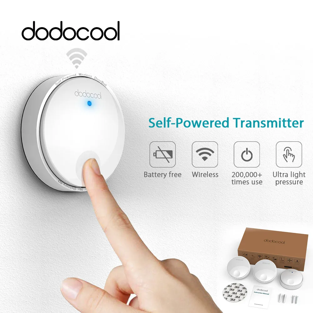 dodocool Self-powered Wireless Doorbell Remote Door Bell Chime No need battery IPX7 Waterproof 38 Melodie 262ft Range EU/US Plug
dodocool Self-powered Wireless Doorbell Remote Door Bell Chime No need battery IPX7 Waterproof 38 Melodie 262ft Range EU/US Plug