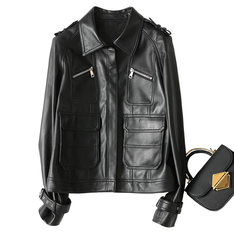 AYUNSUE 2020 New Genuine Leather Jacket Women Motorcycle Natural Sheepskin Coat Female Autumn Short Real Leather Jackets 69052
AYUNSUE 2020 New Genuine Leather Jacket Women Motorcycle Natural Sheepskin Coat Female Autumn Short Real Leather Jackets 69052