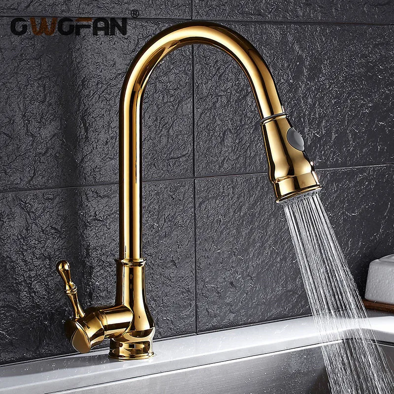 Kitchen Faucet Gold High Arch Sink Faucet Kitchen Pull Out Rotation Spray Mixer Tap Grifo Cocina WF-9101K
Kitchen Faucet Gold High Arch Sink Faucet Kitchen Pull Out Rotation Spray Mixer Tap Grifo Cocina WF-9101K