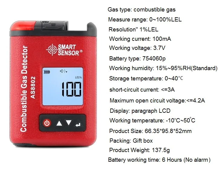 Automotive Combustible Gas Leak detector Natural Gas Detector Alarm Gas Analyzer Gasoline port flammable Gas Location 100%LEL
Automotive Combustible Gas Leak detector Natural Gas Detector Alarm Gas Analyzer Gasoline port flammable Gas Location 100%LEL