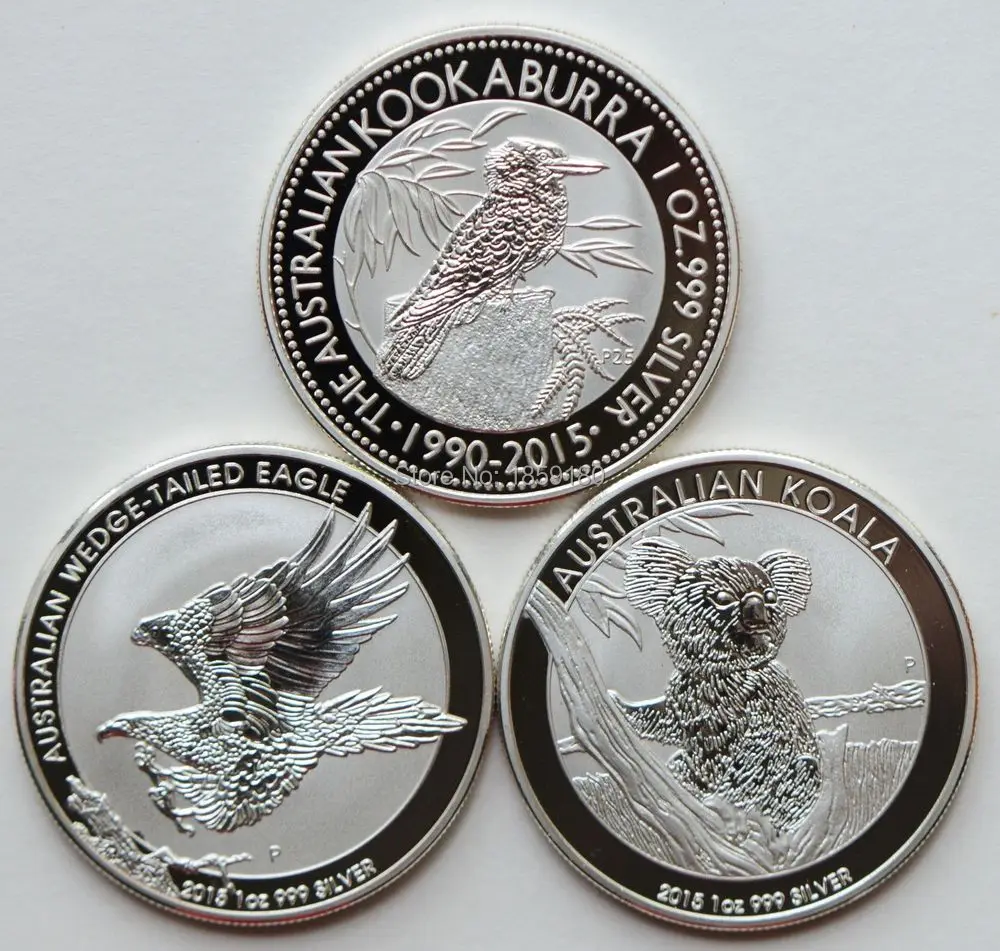 Mix 30pcs/lot (each 10 set)Free shipping Non Magnetic One Troy Ounce 1 oz Koala / Kookaburra / Eagle Brass plated Silver Coin
Mix 30pcs/lot (each 10 set)Free shipping Non Magnetic One Troy Ounce 1 oz Koala / Kookaburra / Eagle Brass plated Silver Coin