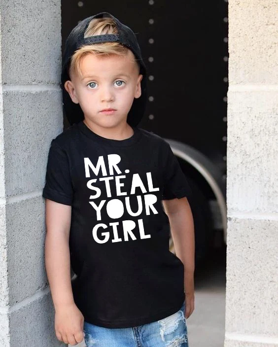Футболка с коротким рукавом для мальчиков и девочек надписью Mr Steal Your Girl|Тройники|