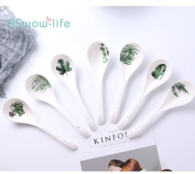 Nordic Creative Ceramic Spoon Green Plant Pattern Spoon Household Long Handle Hot Pot Spoon Family Kitchen Supplies
Nordic Creative Ceramic Spoon Green Plant Pattern Spoon Household Long Handle Hot Pot Spoon Family Kitchen Supplies