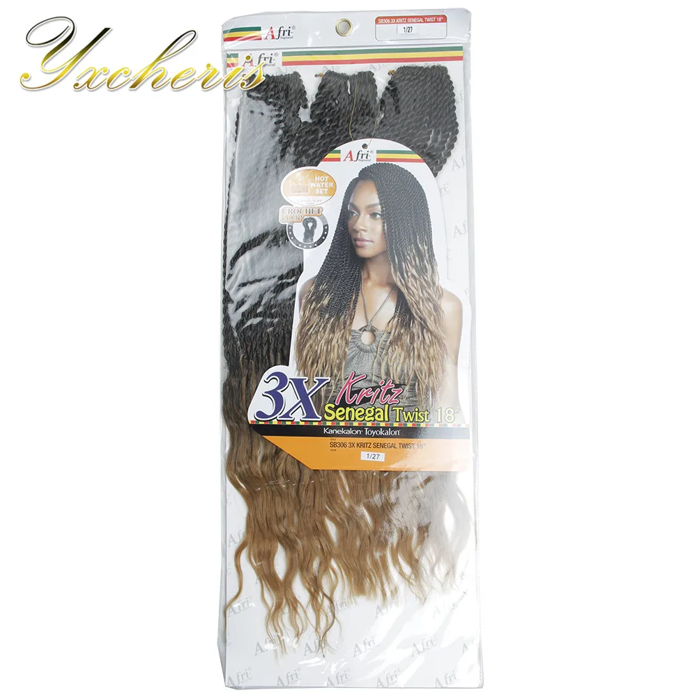 YXCHERISHAIR 18 "синтетический Сенегальский твист вязаный крючком косы волос с