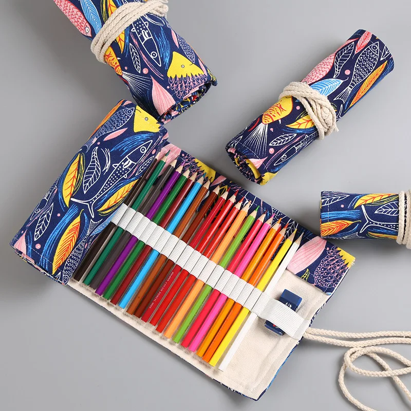 Creative Stationery Pencil Case 36/48/72 Holes Pen Curtain Colorful Fish Cartoon Canvas Wrap Roll Up Pencil Pen Brush Bag Gift
Creative Stationery Pencil Case 36/48/72 Holes Pen Curtain Colorful Fish Cartoon Canvas Wrap Roll Up Pencil Pen Brush Bag Gift