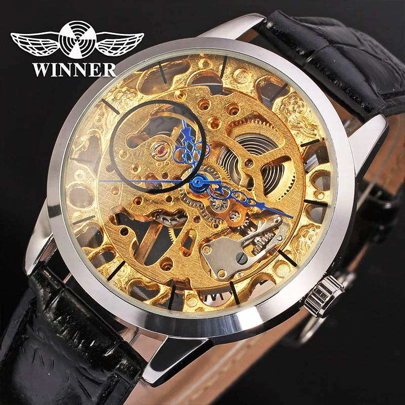 WINNER Brand Men Skeleton Automatic Mechanical Watches Transparent Steampunk Self Wind Leather Business Wristwatch Montre Homme
WINNER Brand Men Skeleton Automatic Mechanical Watches Transparent Steampunk Self Wind Leather Business Wristwatch Montre Homme