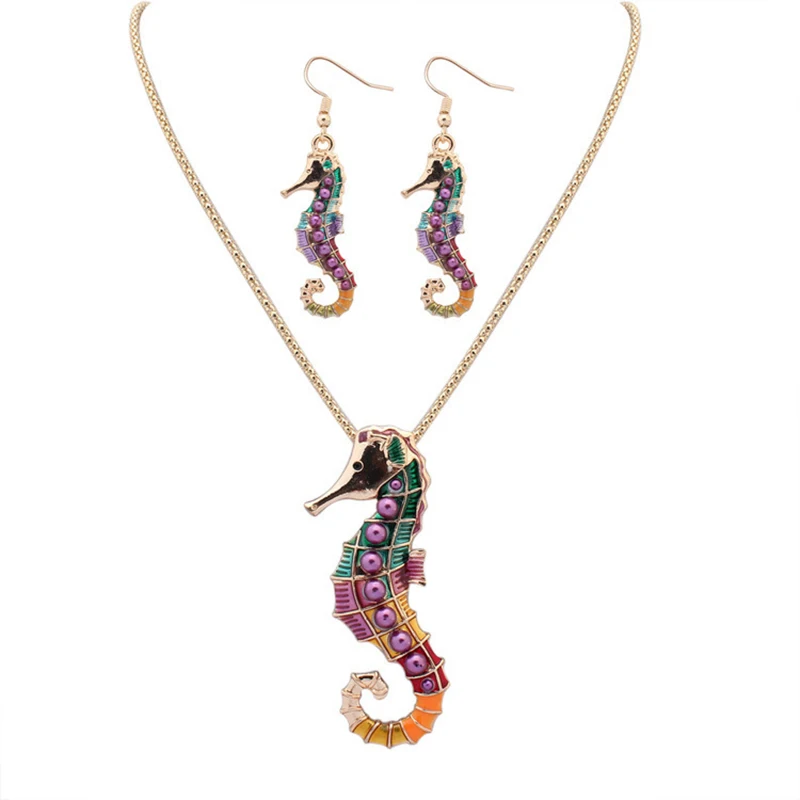 New Fashion Jewelry Sets High Quality Gold/Silver Plated Beads Multicolor Sea Horse Design Woman's Necklace Set Wedding Jewelry
New Fashion Jewelry Sets High Quality Gold/Silver Plated Beads Multicolor Sea Horse Design Woman's Necklace Set Wedding Jewelry