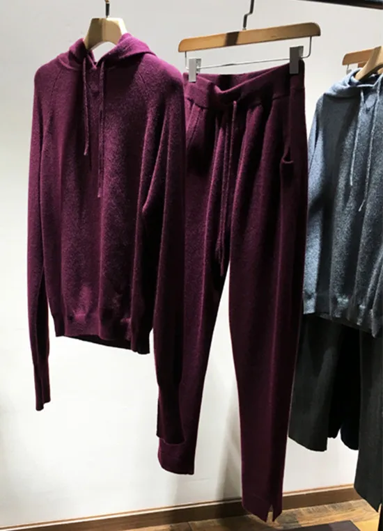 100%goat cashmere women's hooded sweatshirts drawstring pant 2pcs/set solid color EU/S-M-L
100%goat cashmere women's hooded sweatshirts drawstring pant 2pcs/set solid color EU/S-M-L