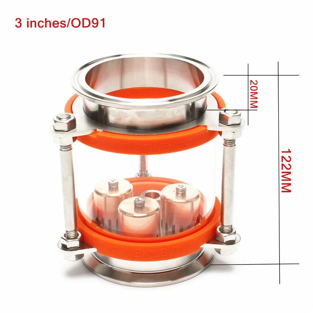 NEW Premium qualit 3"(OD91) Dioptr Dephlegmator Moonshine reflux Stainless Steel Sight Glass Union triclamp Copper bubble plate
NEW Premium qualit 3"(OD91) Dioptr Dephlegmator Moonshine reflux Stainless Steel Sight Glass Union triclamp Copper bubble plate