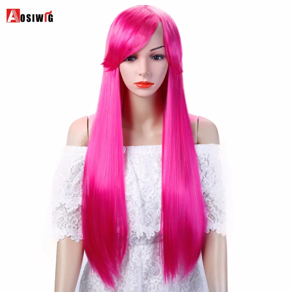 AOSIWIG 75CM Long Straight Cosplay Wig Women's Heat Resistant Synthetic Hair Costume Wigs | Шиньоны и парики