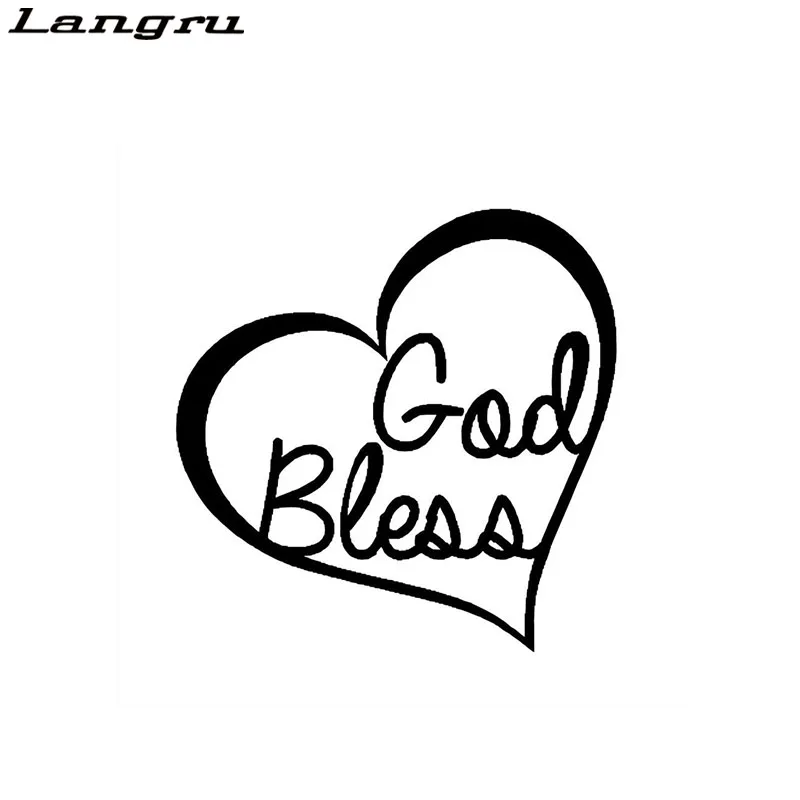 Langru God Bless Heart Vinyl Наклейка на машину мотоцикл графические наклейки автомобильный