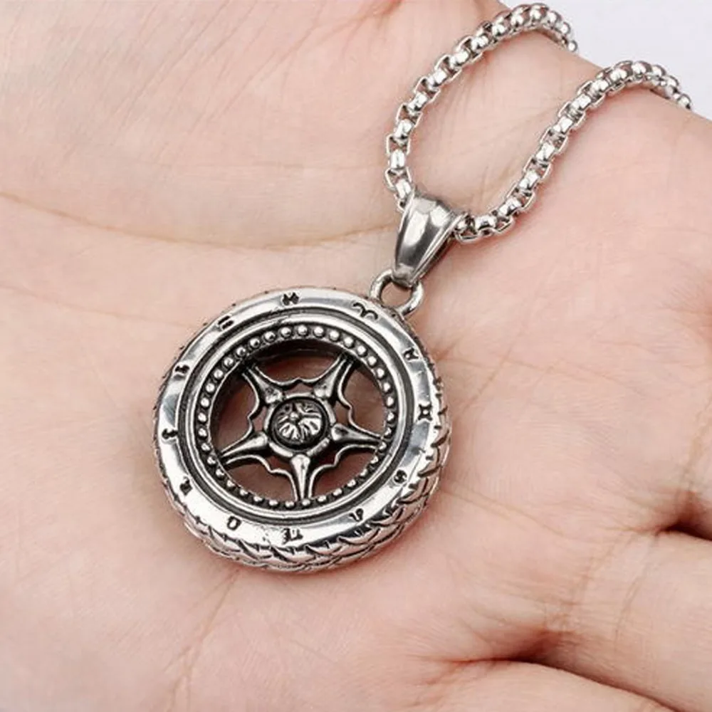Steel Silver Color And Black Roman Numerals Racing Tire Wheel Pendant Car Tyre Titanium Stainless Steel Men's Necklace Jewelry
Steel Silver Color And Black Roman Numerals Racing Tire Wheel Pendant Car Tyre Titanium Stainless Steel Men's Necklace Jewelry
