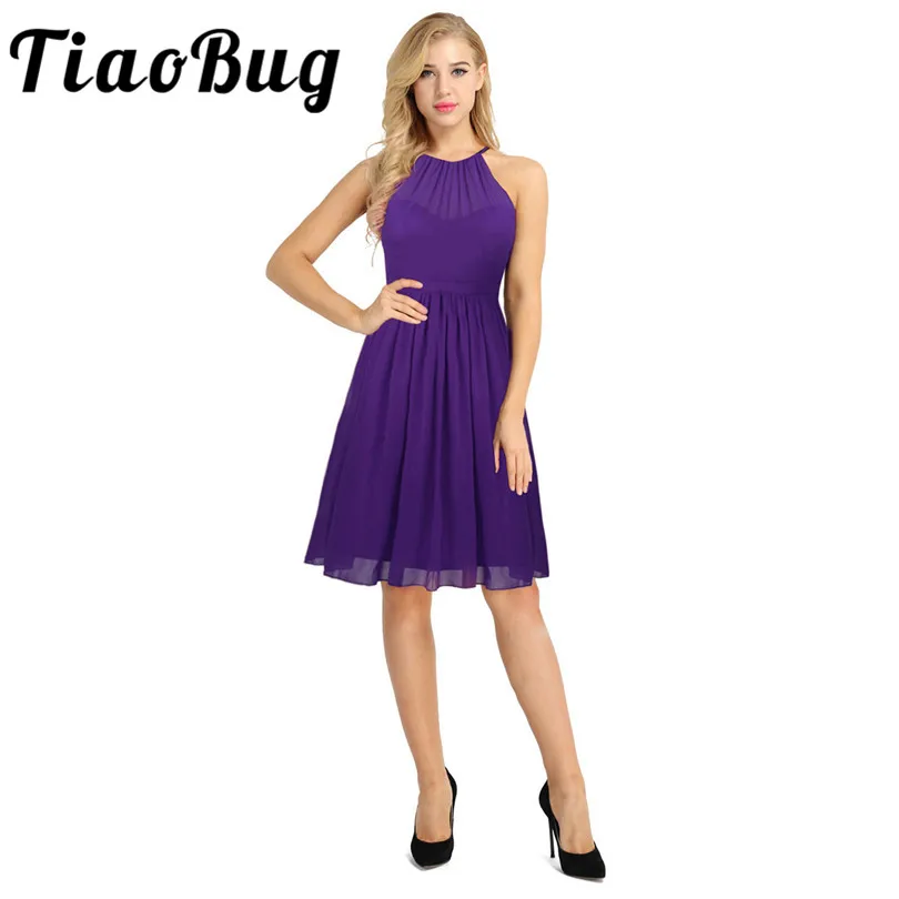 Tiaobug Elegant Women Ladies Bridesmaid Summer Knee-Length Dresses Women Chiffon Wedding Party Halter Formal Occasion Dresses
Tiaobug Elegant Women Ladies Bridesmaid Summer Knee-Length Dresses Women Chiffon Wedding Party Halter Formal Occasion Dresses