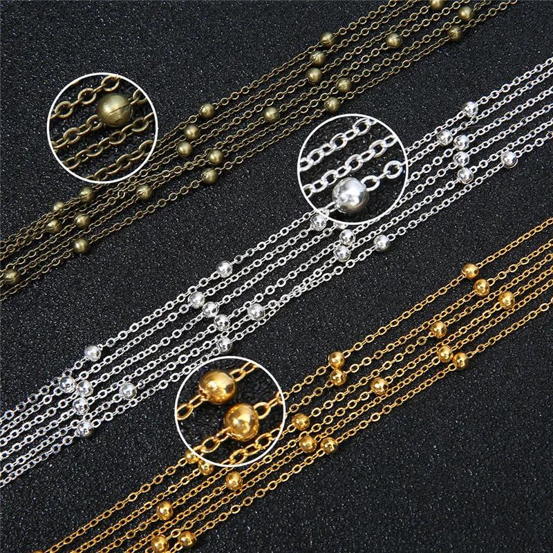 5m/lot 2mm Gold Silver Color Copper Necklace Chains Bulk With Bead Ball Bulk Link Chain Necklace Findings Diy Jewelry Making
5m/lot 2mm Gold Silver Color Copper Necklace Chains Bulk With Bead Ball Bulk Link Chain Necklace Findings Diy Jewelry Making