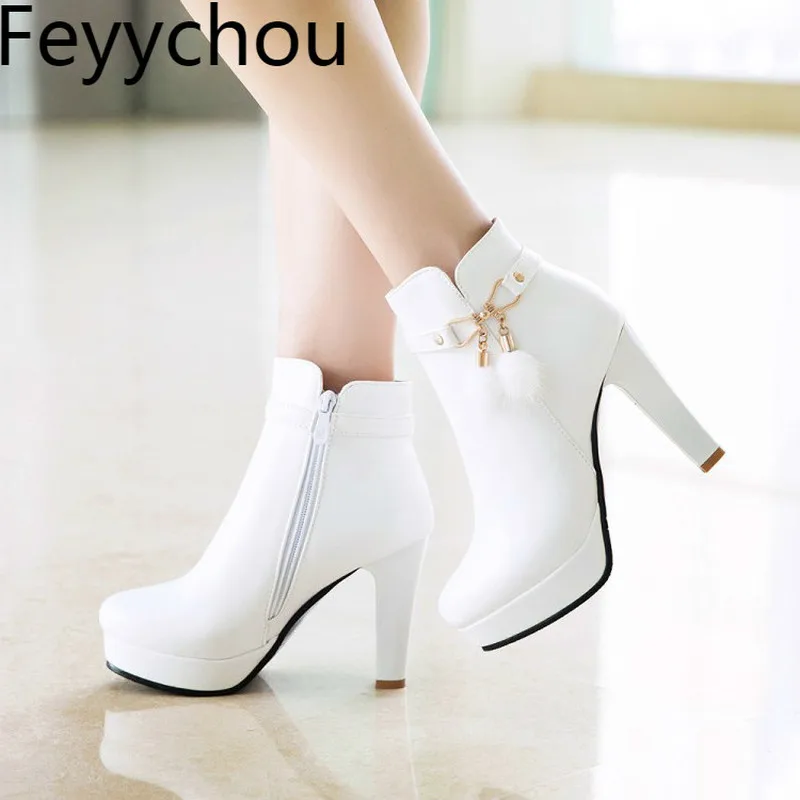 Women Boots Autumn Winter Warm Super High Heel Round Toe 2018 New Sexy Fashion Pu Zip Ankle Motorcycle Boots Black White
Women Boots Autumn Winter Warm Super High Heel Round Toe 2018 New Sexy Fashion Pu Zip Ankle Motorcycle Boots Black White