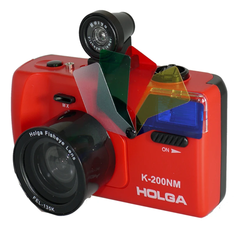 Holga K200NM/FEL/FV + объектив рыбий глаз FEL 135K & finder Set Lomo K 200NM Film Camera Red|camera mask|camera lenses minoltacamera