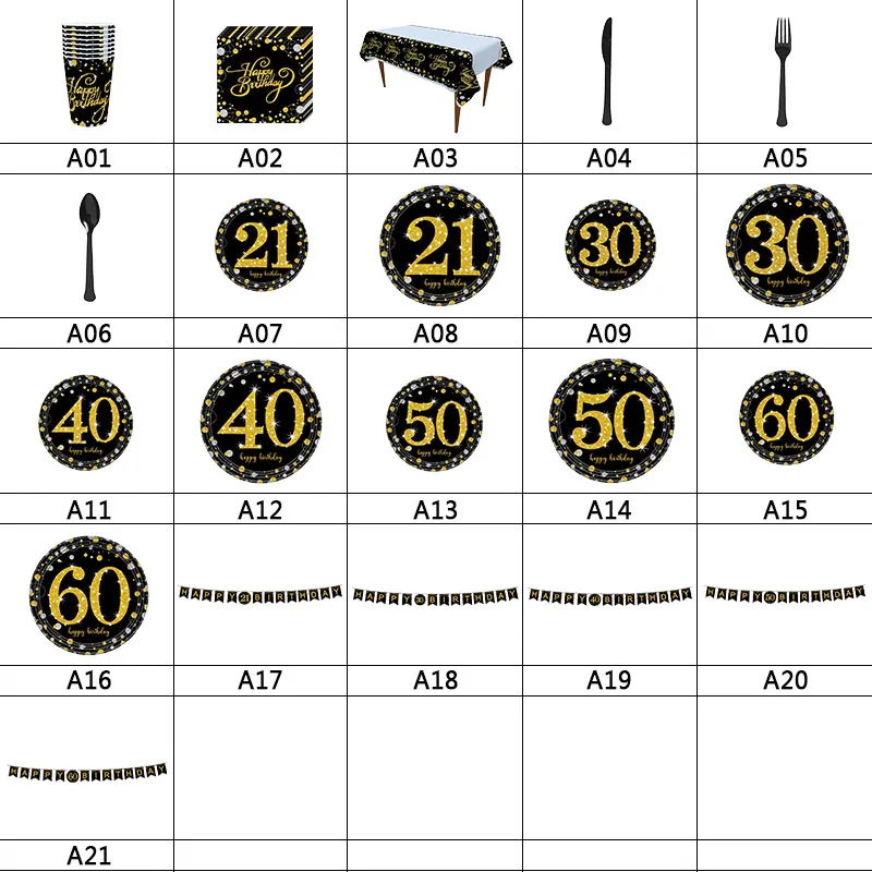 18/30/40/50/60th Birthday Party Decoration Plates Cups Napkins Tablecloth Forks Knives Spoon Disposable Party Tableware Supplies
18/30/40/50/60th Birthday Party Decoration Plates Cups Napkins Tablecloth Forks Knives Spoon Disposable Party Tableware Supplies