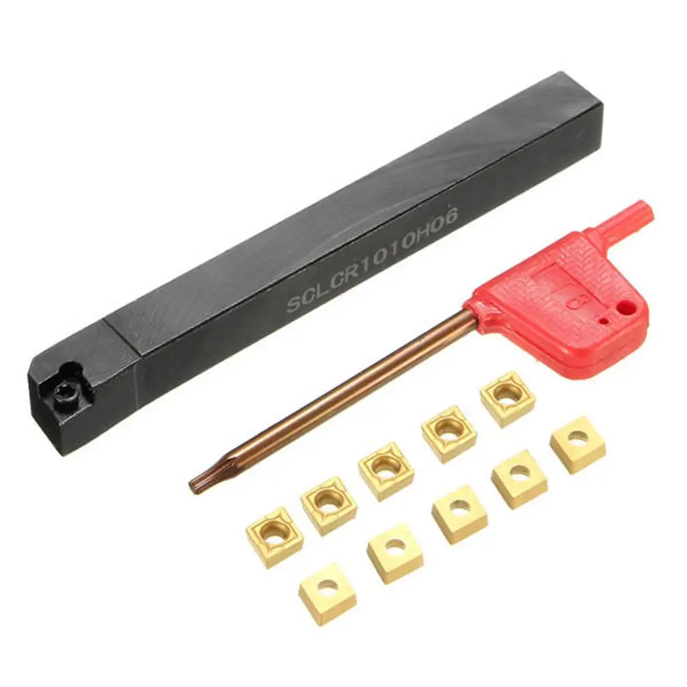 12Pcs 100mm SCLCR1010H06 Lathe Turning Tool Holder CCMT0602 Carbide Inserts with Wrench Set
12Pcs 100mm SCLCR1010H06 Lathe Turning Tool Holder CCMT0602 Carbide Inserts with Wrench Set