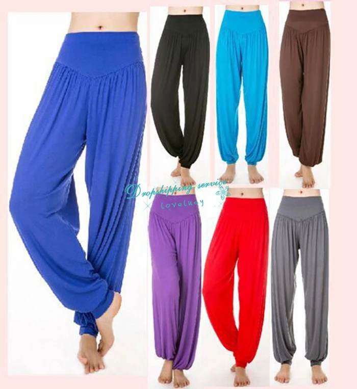 Female Yoga Harem Pants High Waist Summer Fitness Gym Aerobics Trousers Wide Leg Belly Dance Loose Bloomers Free Shipping | Женская
