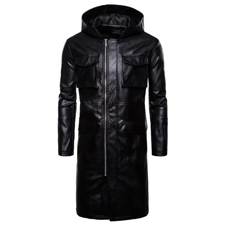 Men Fashion Hooded Long Windbreaker Jacket England Style Pockets Leather Jackets Male Coat Europe/US Size Newest Leather Jacket
Men Fashion Hooded Long Windbreaker Jacket England Style Pockets Leather Jackets Male Coat Europe/US Size Newest Leather Jacket