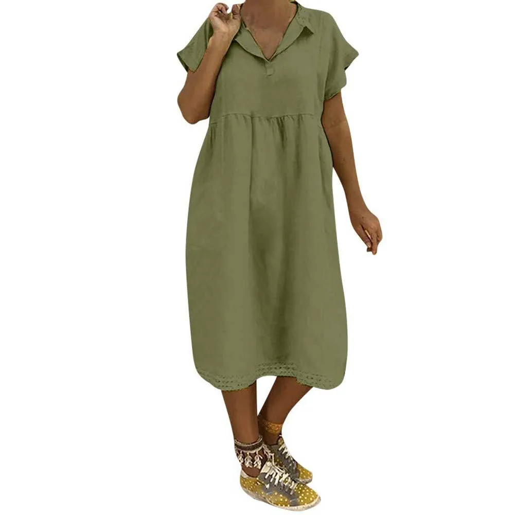 Loose Linen Dress Women Summer T-shirt Cotton Casual Dress Straight dress women plus size Women Casual Dress
Loose Linen Dress Women Summer T-shirt Cotton Casual Dress Straight dress women plus size Women Casual Dress