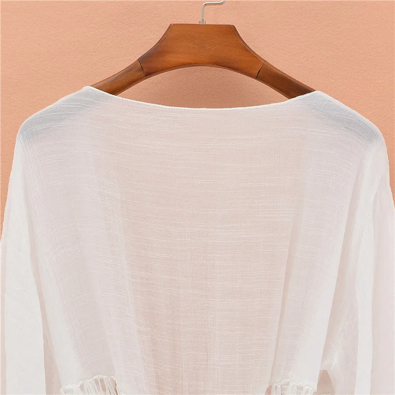 New casual summer bohemian shirt bamboo cotton beach drop shoulder shirt holiday cover shirt for women
New casual summer bohemian shirt bamboo cotton beach drop shoulder shirt holiday cover shirt for women