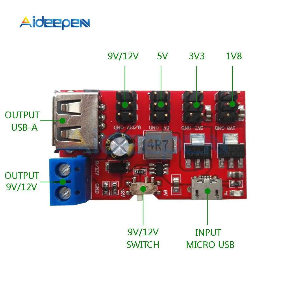 MINI USB Power Breakout DC To DC Power Supply Module Micro USB 5V To 1.8V-12V 1.8V 3.3V 5V 9V 12V Switch For Arduino
MINI USB Power Breakout DC To DC Power Supply Module Micro USB 5V To 1.8V-12V 1.8V 3.3V 5V 9V 12V Switch For Arduino