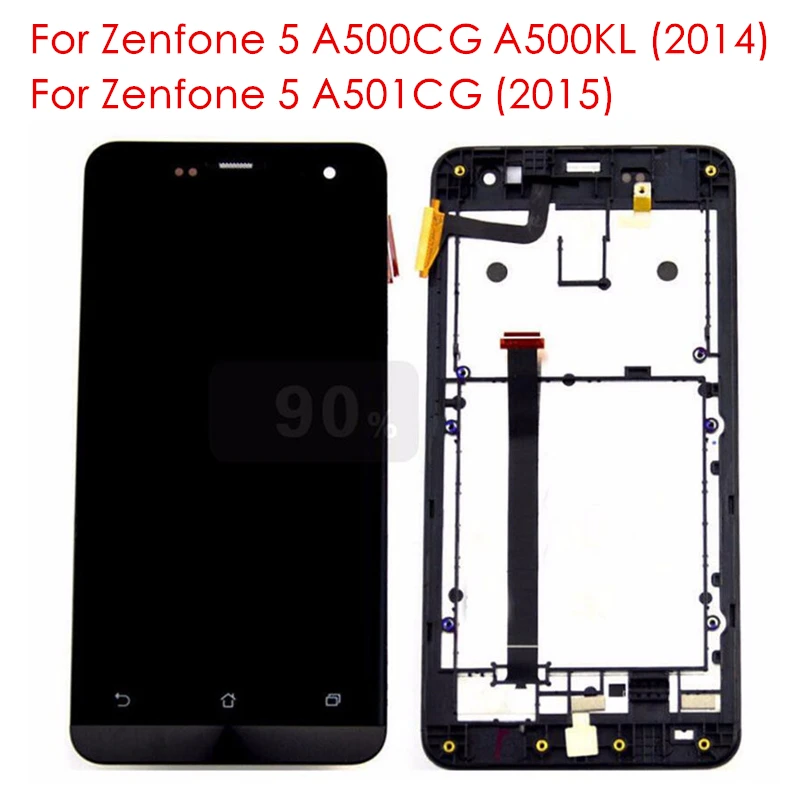 100% Оригинальный Для Zenfone 5 2014 A500CG A501CG ЖК дисплей + рамка для A500KL 2015 дигитайзер