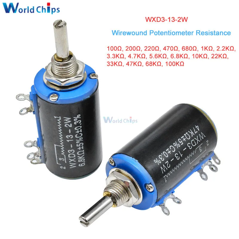 2 шт. WXD3 13 2W Вт проволочный потенциометр 100R 470R 1K 4 7 K 10K 22K 47K 100KΩ Ohm 10 поворотов