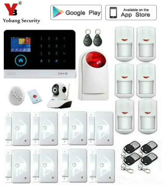

Yobang Security 433mhz WIFI GSM alalrm system Touch keypad IOS Android APP control Home Security Alarm System/ wireless siren
