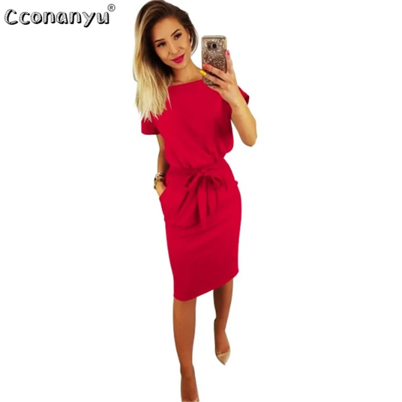 Women Short Sleeve Dress With Sashes Summer Ladies Pure Color Casual Short Dresses Elegant Woman Loose Dress
Women Short Sleeve Dress With Sashes Summer Ladies Pure Color Casual Short Dresses Elegant Woman Loose Dress