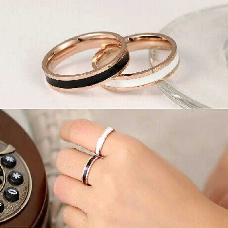 Women Jewelry Imitation Ceramic Ring Black/White Resin Tail Finger Ring Titanium Steel Rose Gold-Color Enamel Ring Women R007-1
Women Jewelry Imitation Ceramic Ring Black/White Resin Tail Finger Ring Titanium Steel Rose Gold-Color Enamel Ring Women R007-1