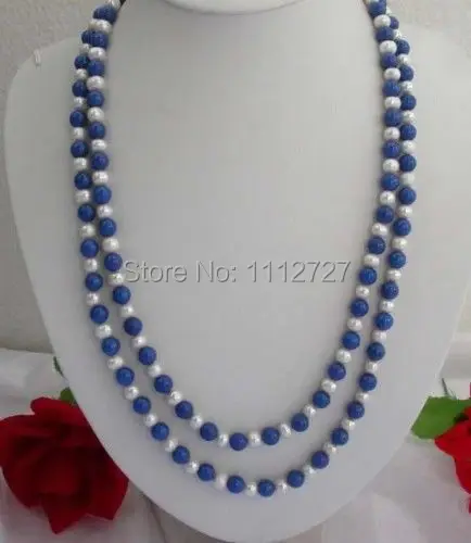 Красивое Ожерелье из лазурита и белого жемчуга 8 мм бусины Женские Ювелирные