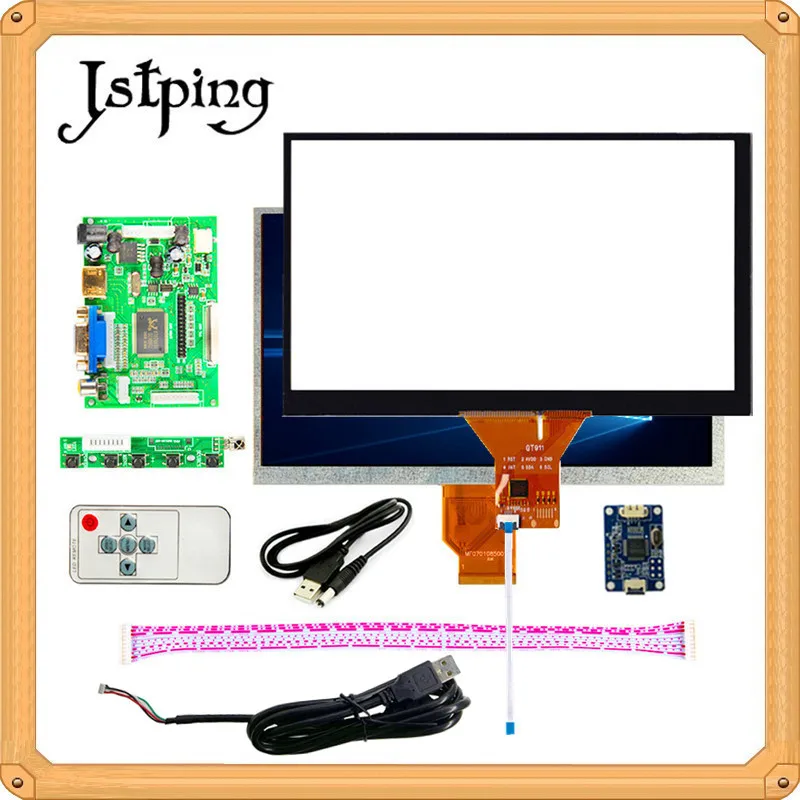 Jstping ЖК экран 9 дюймов 800*480 плата управления водителем емкостный сенсорный HDMI VGA