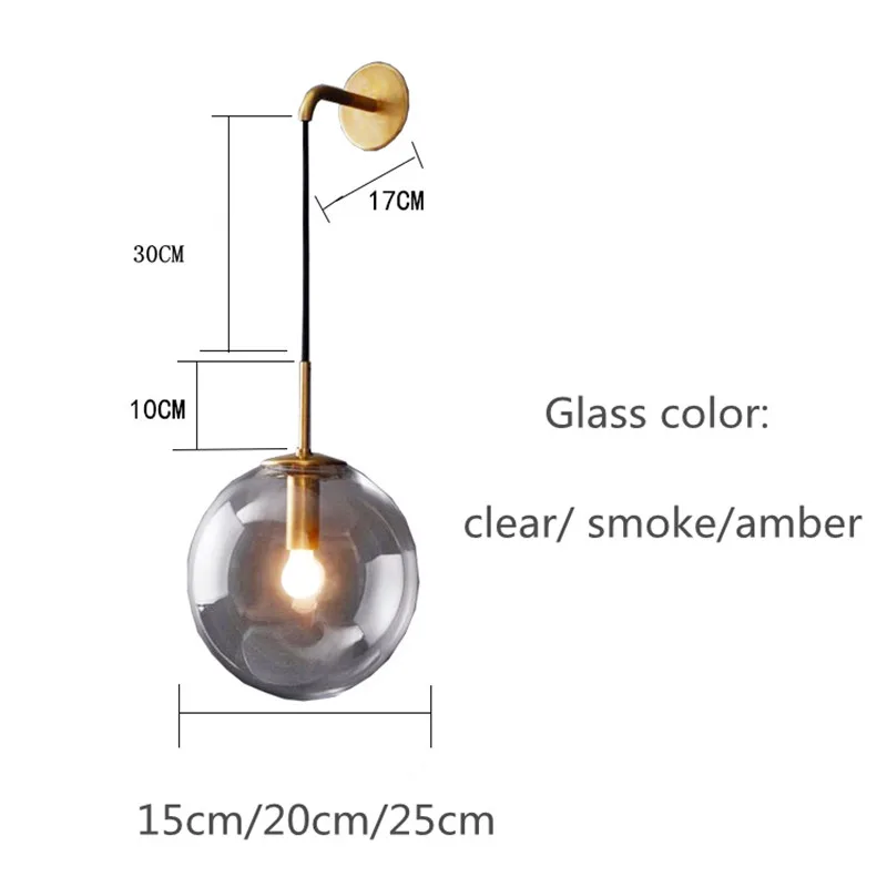 

Nordic Loft LED Wall Lamp Modern Clear Glass Ball Bathroom Mirror Beside American Retro Study Cafe Wall Sconce Free Shipping