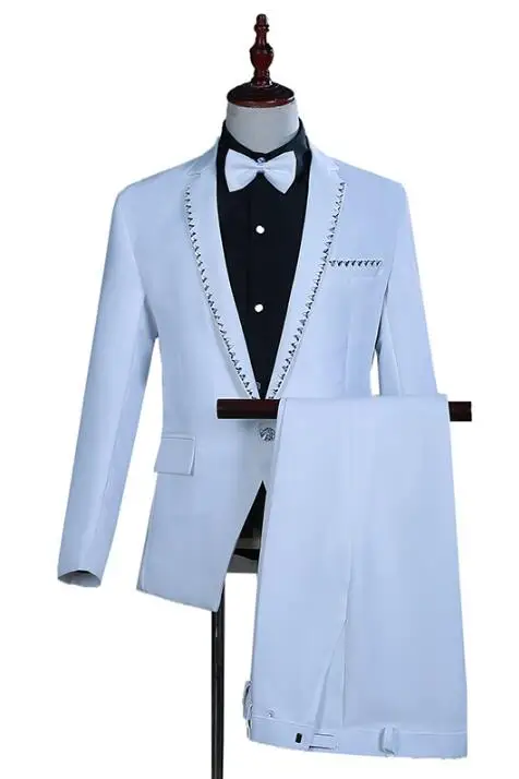

2020 moda white de los hombres trajes delgados de negocios de los hombres ropa casual piezas traje Blazers chaqueta conjuntos