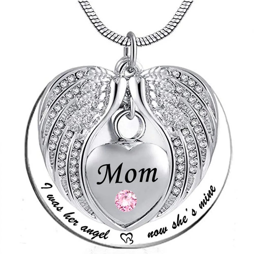 Angel Wing Memorial Keepsake Ashes Urn Pendant Birthstone crystal Necklace, I Was His/Her Angel Now He's/She's Mine -for mom
Angel Wing Memorial Keepsake Ashes Urn Pendant Birthstone crystal Necklace, I Was His/Her Angel Now He's/She's Mine -for mom