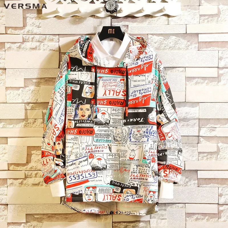 VERSMA 2019 Spring Hip Hop Streetwear Graffiti Printed Hoodies Sweatshirts Men Korean Harajuku BF Oversized Hoodie Drop Shipping
VERSMA 2019 Spring Hip Hop Streetwear Graffiti Printed Hoodies Sweatshirts Men Korean Harajuku BF Oversized Hoodie Drop Shipping