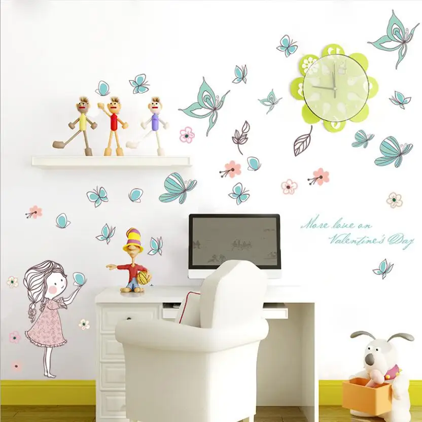 Diy Lovely Baby Girl Bedroom Decor Wall Stickers Cute Cartoon Butterfly Flying Home Children Rooms Naklejki Dekoracyjne XN194 | Дом и сад