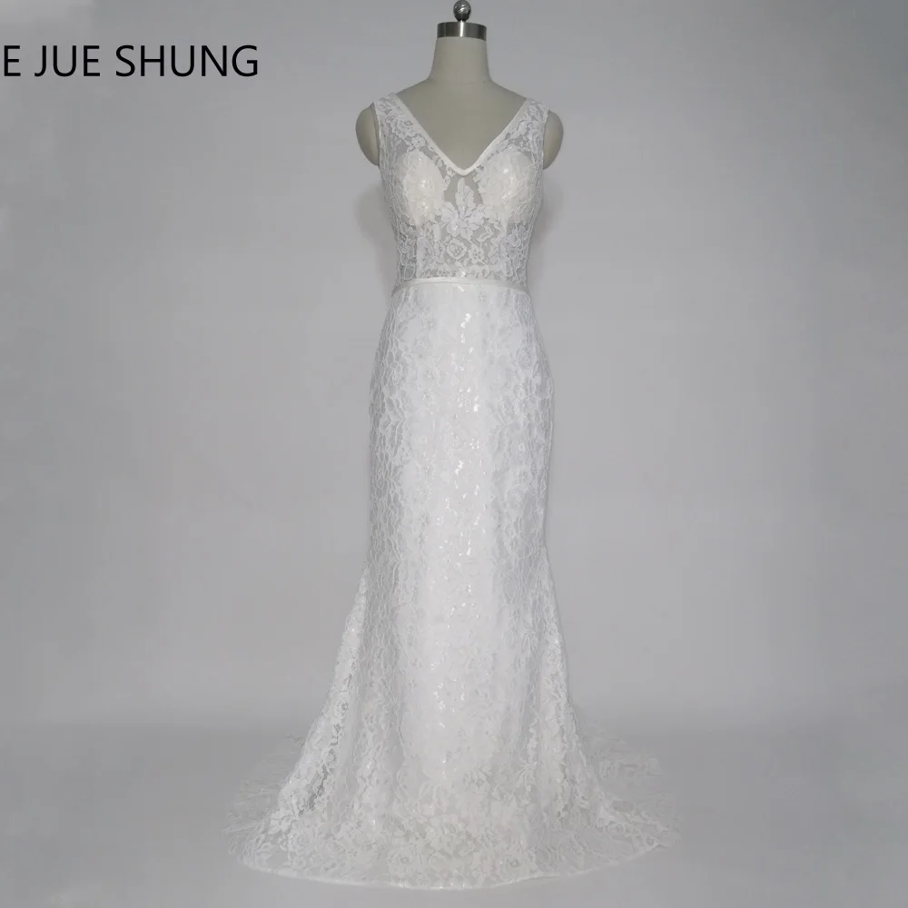 E JUE SHUNG White Vintage Lace Mermaid Beach Wedding Dresses 2017 V-neck Cheap Wedding Gowns robe de mariage gelinlik
E JUE SHUNG White Vintage Lace Mermaid Beach Wedding Dresses 2017 V-neck Cheap Wedding Gowns robe de mariage gelinlik