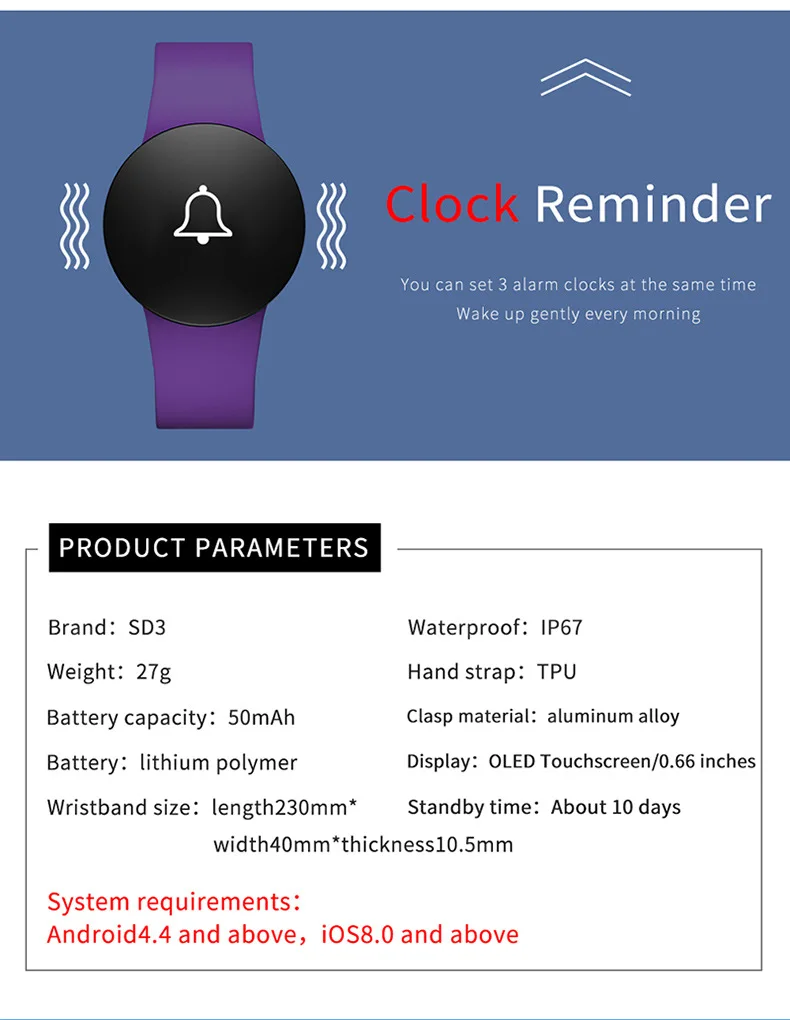 Smart Bracelet Men Fitness Wristband Sleep Monitor Calories Smart Reminder Waterproof Wristwatch Android IOS Sports Watch Women
Smart Bracelet Men Fitness Wristband Sleep Monitor Calories Smart Reminder Waterproof Wristwatch Android IOS Sports Watch Women